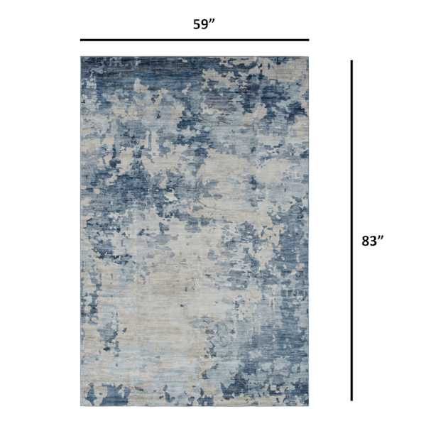 (B875) Crosby St. Dove Grey Splash Patterned Washable Area Rug, 5x7