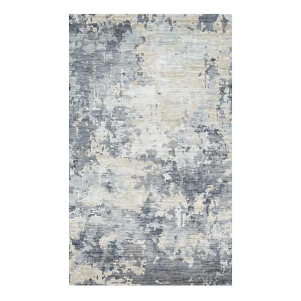 (B875) Crosby St. Dove Grey Splash Patterned Washable Accent Rug, 3x5