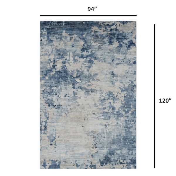 (B875) Crosby St. Dove Grey Splash Patterned Washable Area Rug, 8x10