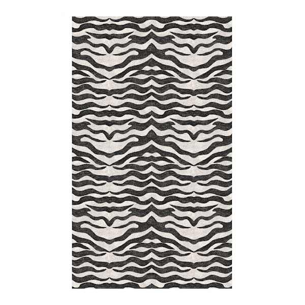(B877) Found & Fable Dove Grey & Black Tiger Patterned Washable Accent Rug, 3x5