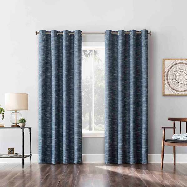 Sun Zero Daris Indigo Extreme Blackout Grommet Single Curtain Panel, 84"