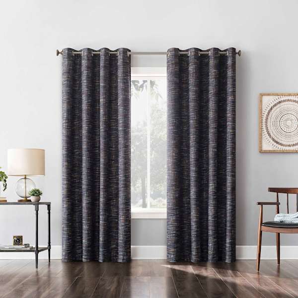 Sun Zero Coal Extreme Blackout Grommet Curtain Panel, 84"