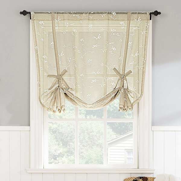 Destin White & Taupe Small Single Curtain Panel, 63"
