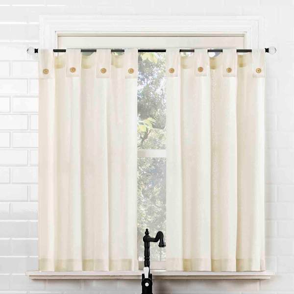 Mason Cream Small Tiered Curtain Panel, 54x36