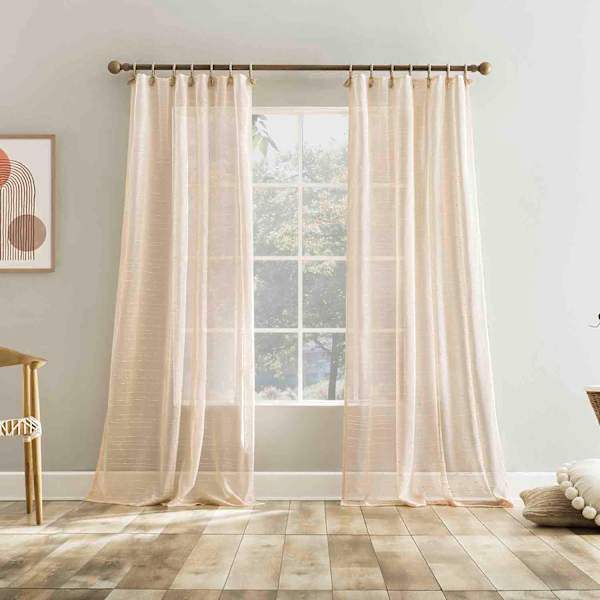 Augusta Apricot Sheer Loop Tab Curtain Panel, 84"
