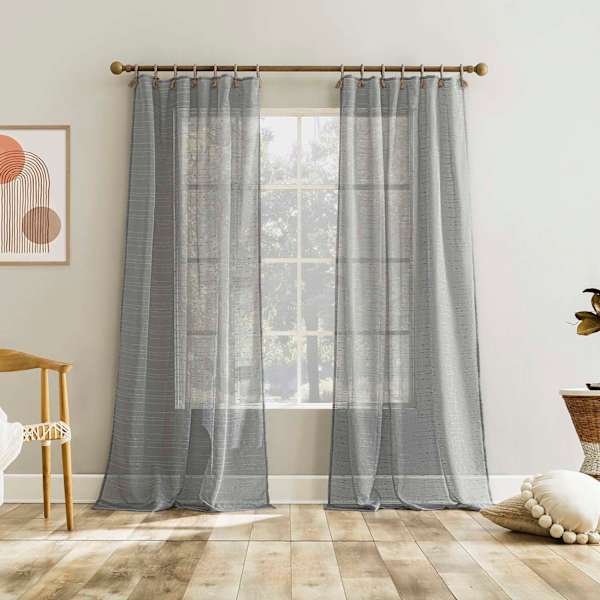 Augusta Grey Sheer Loop Tab Single Curtain Panel, 84"