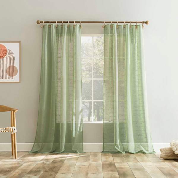 Augusta Moss Sheer Loop Tab Curtain Panel, 84"