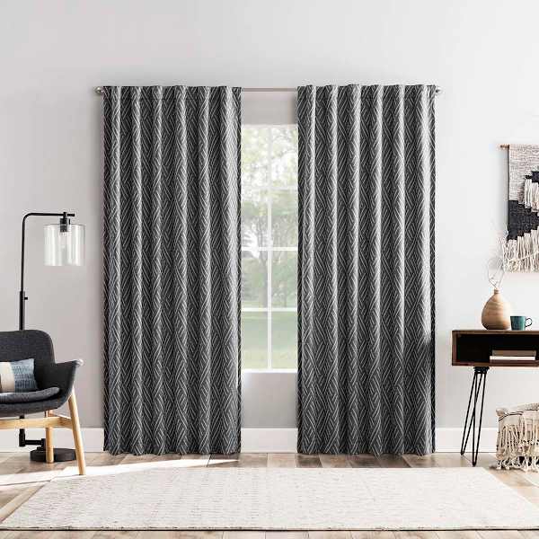 Arvid Coal Grey Blackout Curtain Panel, 84"