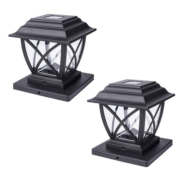 Set of 2 5-Lumen Solar Black Post Cap Lights