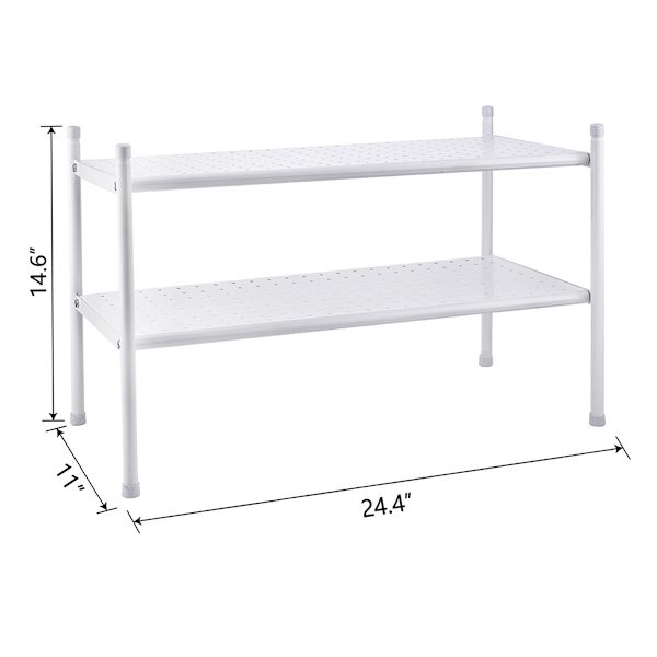 2-Shelf Punch Metal Shoe Rack, White