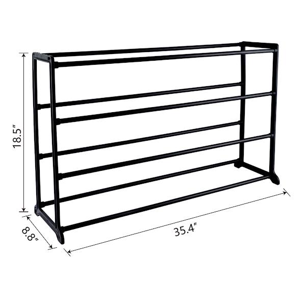 20-Pair Standing Shoe Rack, Black