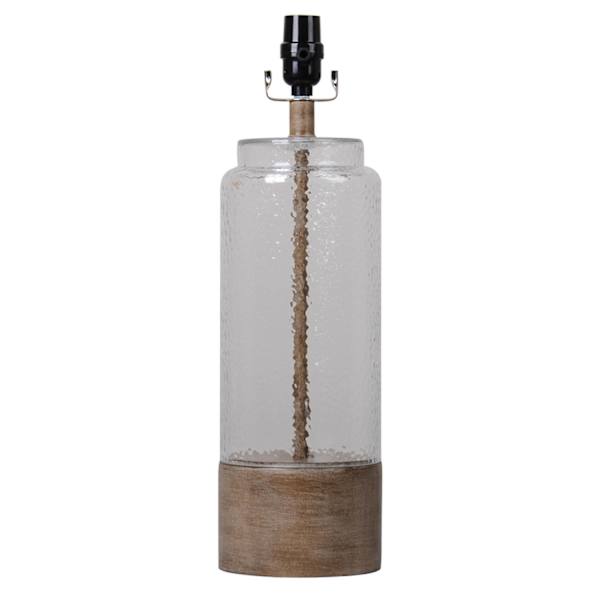 Ty Pennington Textured Glass with Wood Base Medium Table Lamp Base, 19"