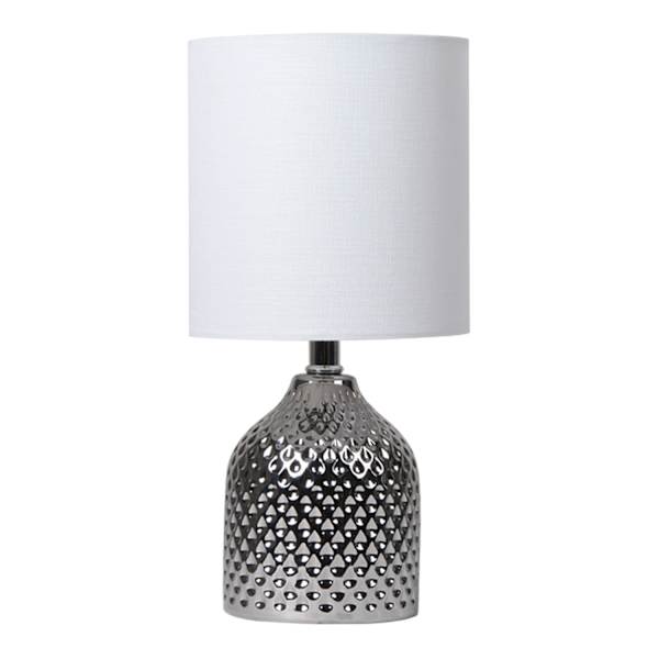 Found & Fable Hammered Silver Mini Table Lamp with Shade, 12"
