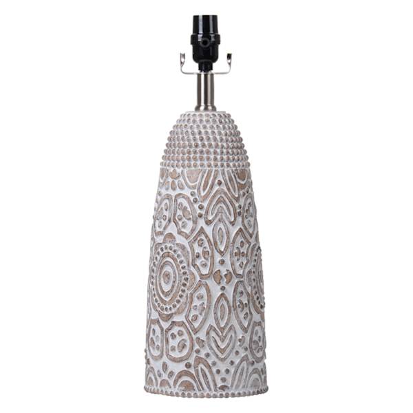 Found & Fable White Washed Carved Medium Table Lamp Base, 19"