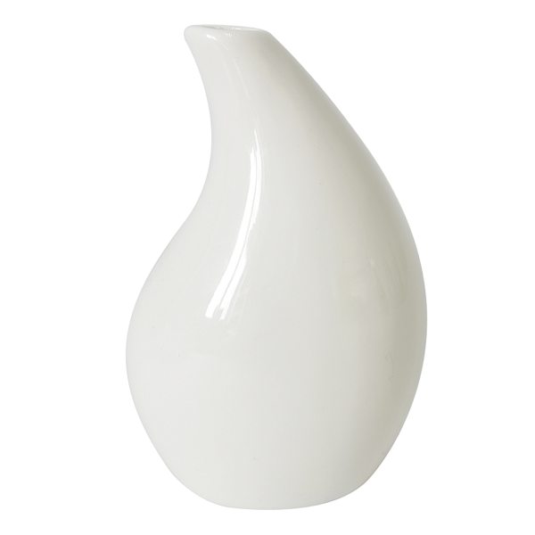 White Raindrop Ceramic Bud Vase, 5"