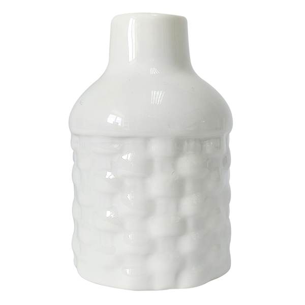 White Weave Design Ceramic Bud Vase, 4"