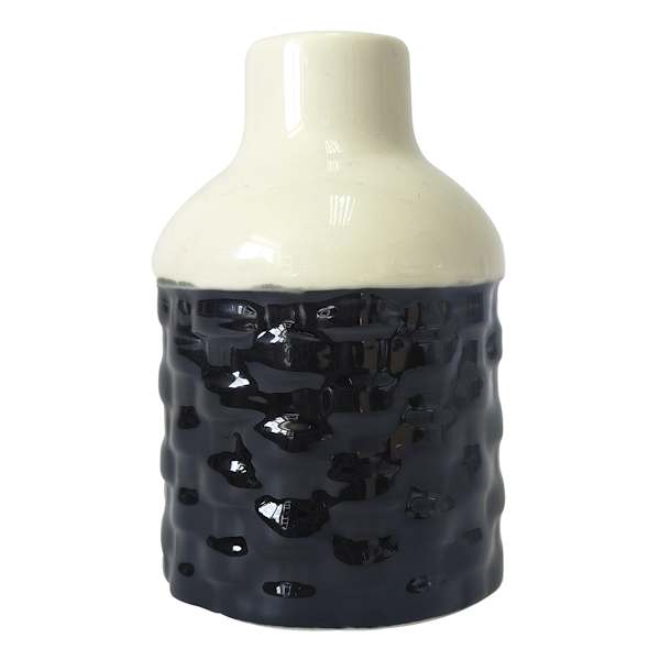 Black Weave Design Ceramic Bud Vase, 4"