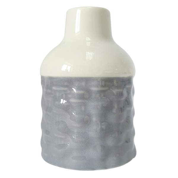 Blue Weave Design Ceramic Bud Vase, 4"