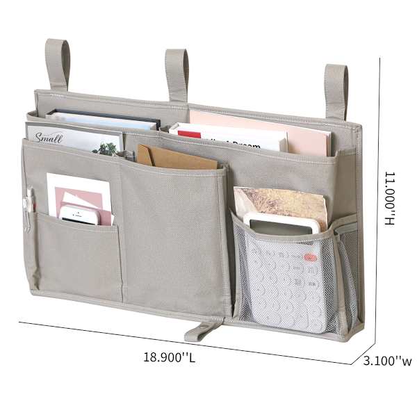 Grey Hanging Bedside Organizer, Medium