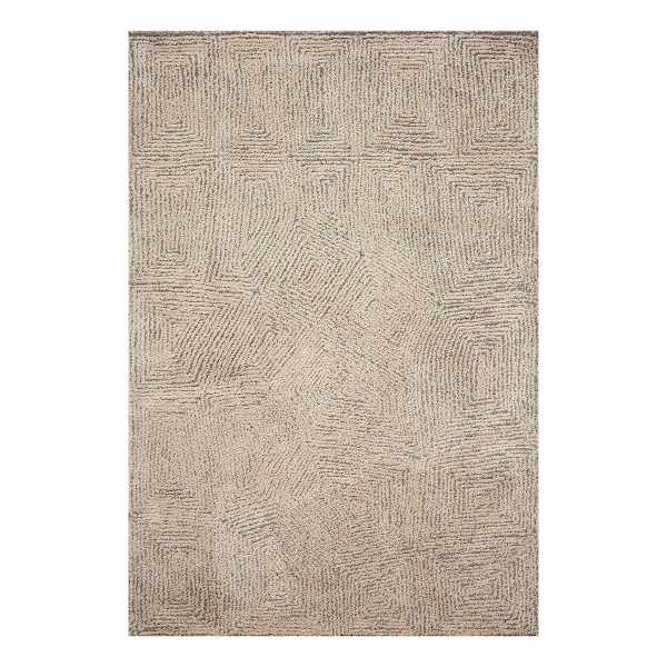 (B886) Boulder Tan & Brown Geometric Area Rug, 8x10