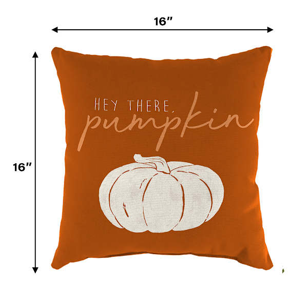 Honeybloom Hey There Pumpkin Square Outdoor Throw Pillow, 16"