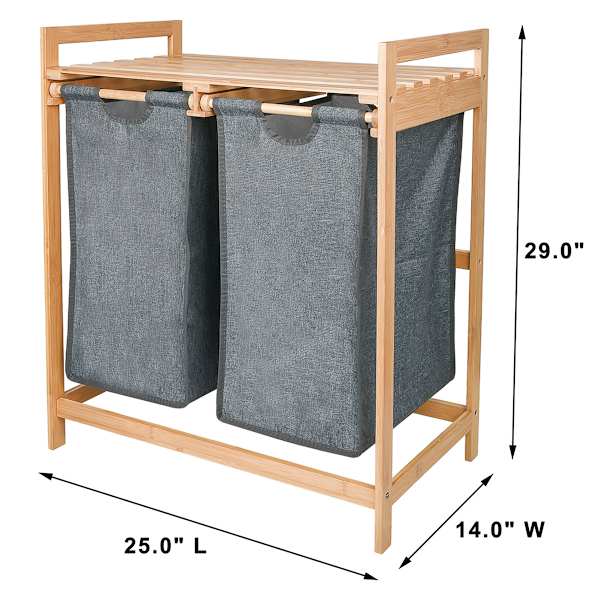 Bamboo Laundry Double Sorter with Removable Liners