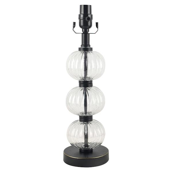 Providence Black Bubble Glass Small Lamp Base, 16"