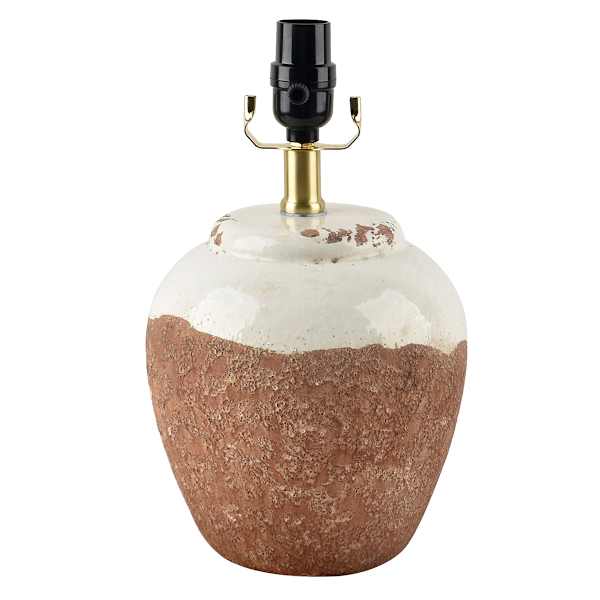 Honeybloom Natural Ceramic Two-Toned Textured Small Lamp Base, 12"