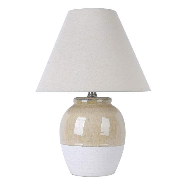 Honeybloom Tan Two-Toned Ceramic Small Table Lamp with Shade, 17"