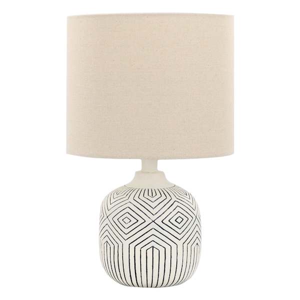 Found & Fable Grey Embossed Small Table Lamp with Shade, 16"