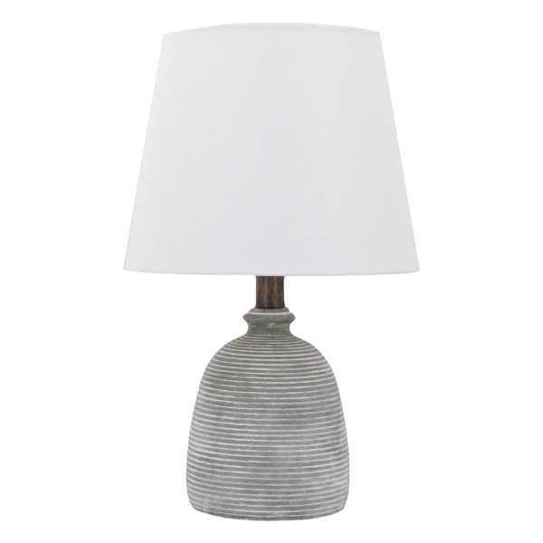 Found & Fable Dark Grey Distressed Small Table Lamp with Shade, 16"