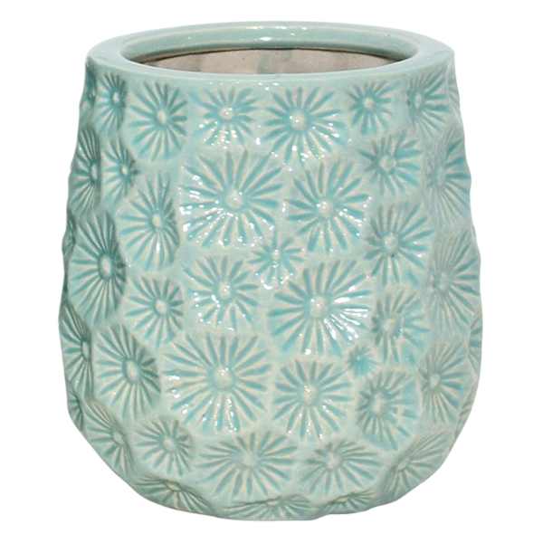 Ty Pennington Indoor Blue Indra Ceramic Planter, Small
