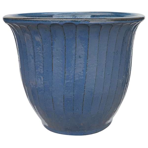 Providence Aurora Blue Fluted Outdoor Planter, Large