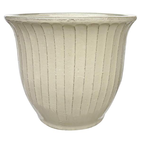 Providence Aurora White Fluted Outdoor Planter, Medium