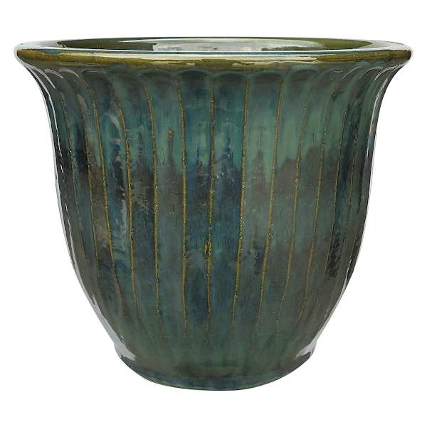 Providence Aurora Green Fluted Outdoor Planter, Large