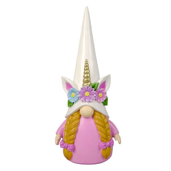 Unicorn Gnome Pink Outdoor Garden Statue, 9"