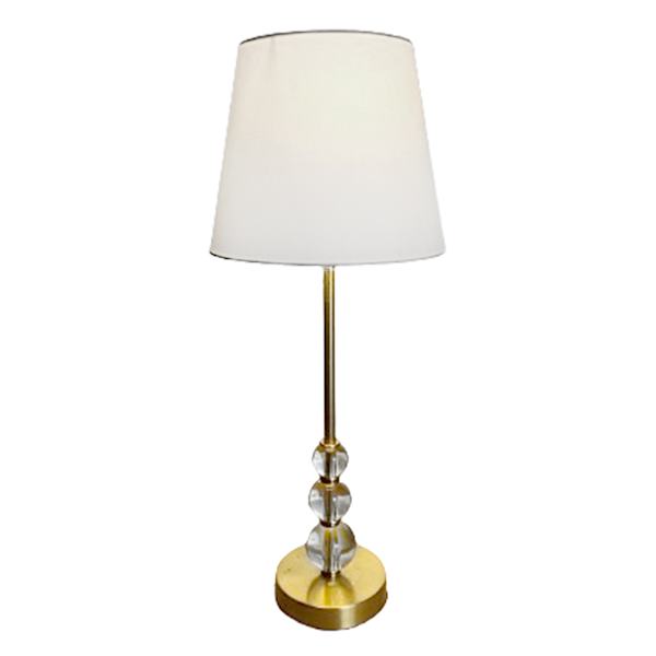 Providence Gold Stacked Crystal Buffet Large Table Lamp with Shade, 28"