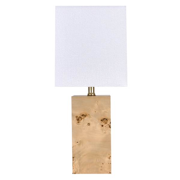 Crosby St. Burl Wood-Finish Small Table Lamp with Shade, 21"