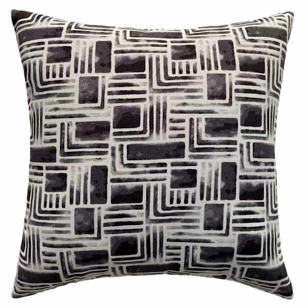 Crosby St. Black & White Watercolor Geo Print Square Outdoor Throw Pillow, 17"