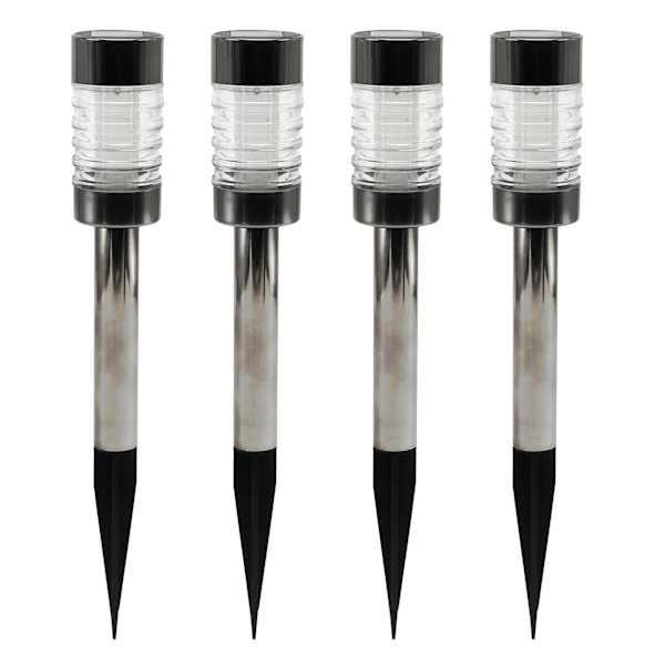4-Pack 6-Lumen Solar Gunmetal Round Steel Solar Pathway Lights