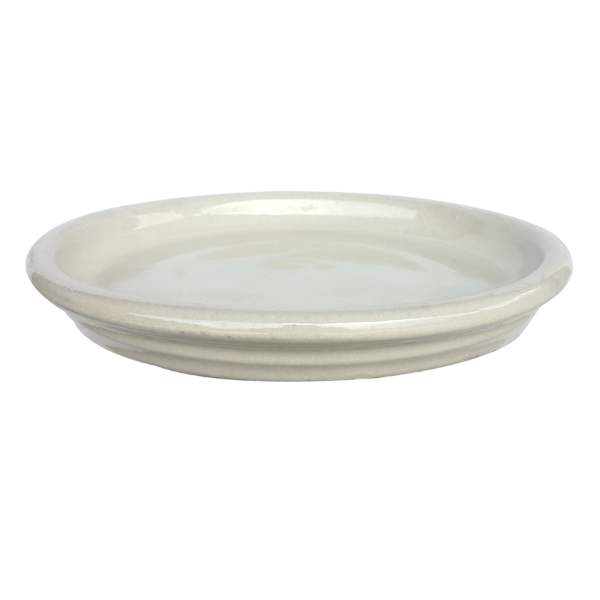 Running White Ceramic Outdoor Saucer, Large