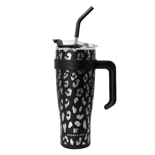 Hydraflow Capri Black Cheetah Print Insulated Steel Tumbler, 40oz
