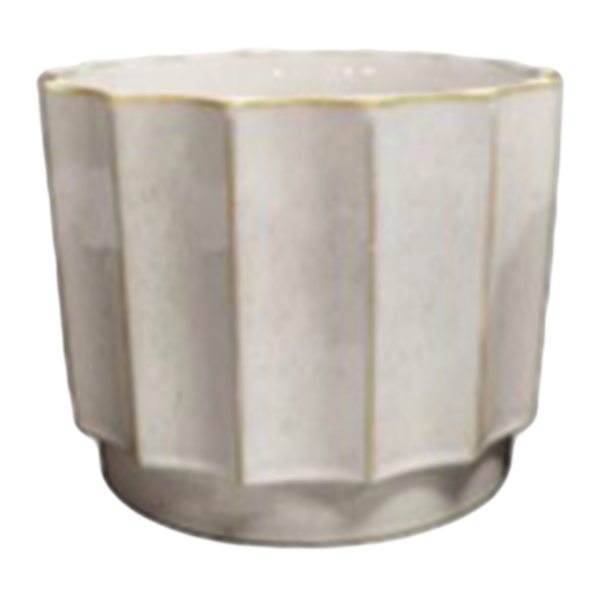 Indoor Cream Wide Fluted Ceramic Planter, Medium