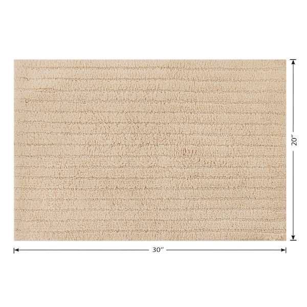 Found & Fable Ivory Striped High-Low Bath Rug, 20x30