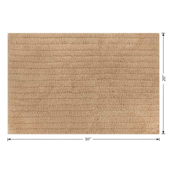 Found & Fable Tan Striped High-Low Bath Rug, 20x30
