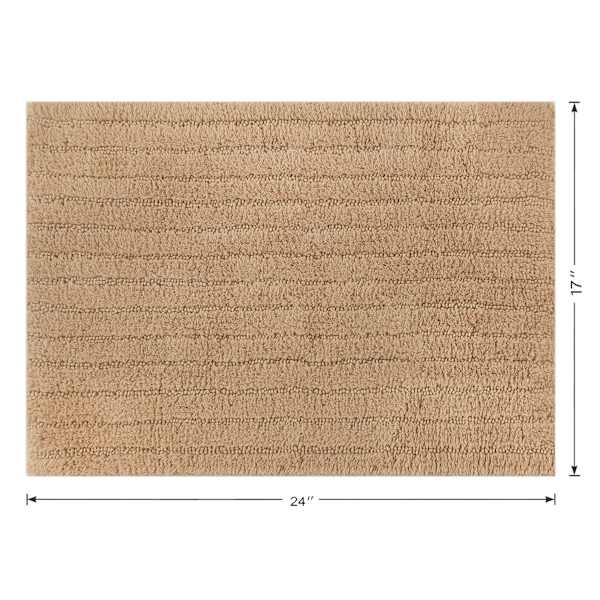 Found & Fable Tan Striped High-Low Bath Rug, 17x24