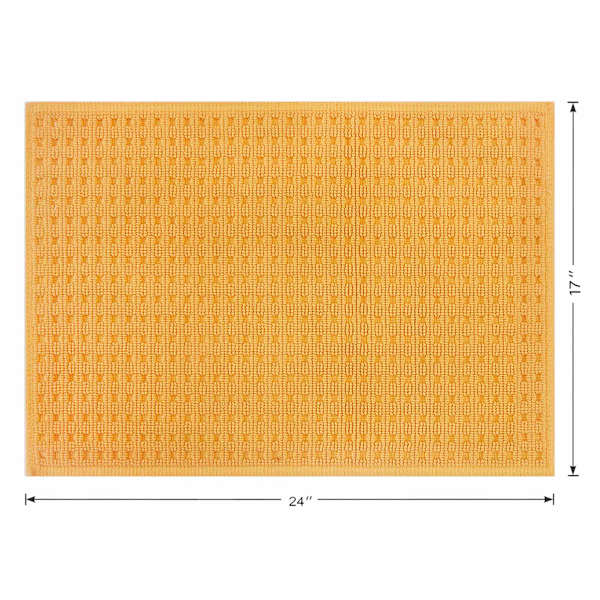 Crosby St. Ochre Waffle Cotton Antimicrobial Bath Rug, 17x24