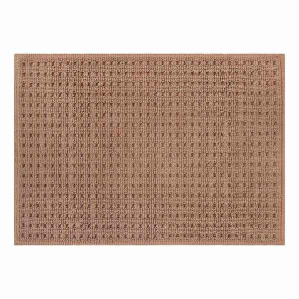 Crosby St. Brown Waffle Cotton Antimicrobial Bath Rug, 17x24
