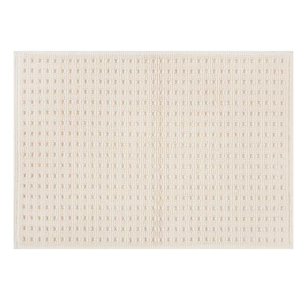 Crosby St. Ivory Waffle Cotton Antimicrobial Bath Rug, 17x24