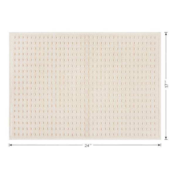 Crosby St. Ivory Waffle Cotton Antimicrobial Bath Rug, 17x24